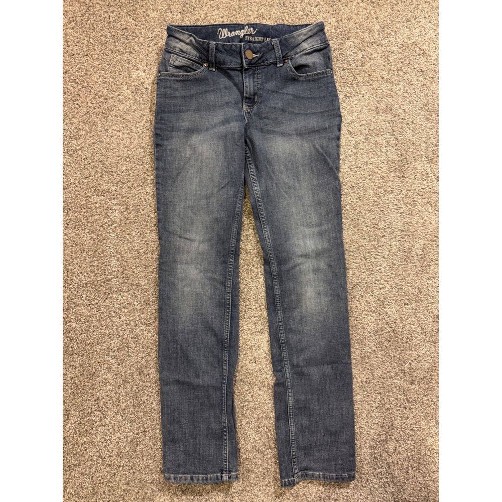 Wrangler Jeans Womens 3x32 Blue Straight Leg Stretch Denim Mid Rise Faded